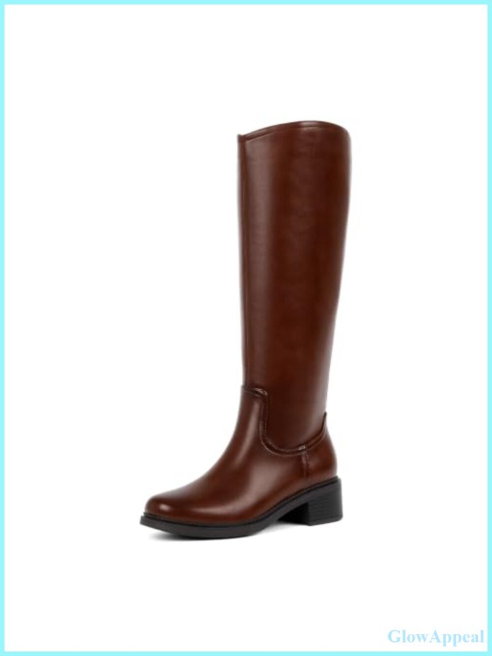 Women's Knee High Boots Faux Leather Tall Side Zipper Low Heel